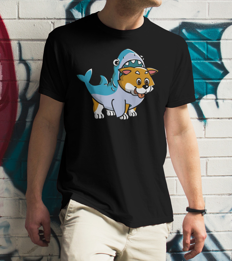 Shiba Inu Shark Costume Fusion Fun T-Shirt