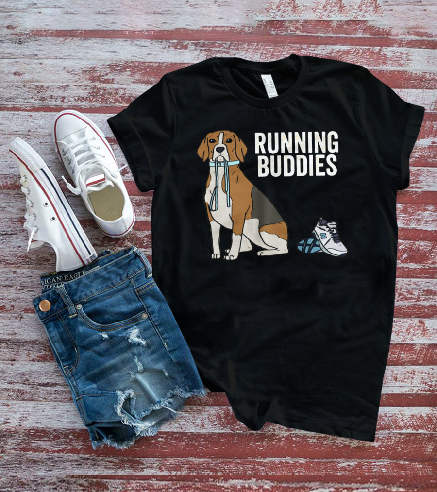 Beagle Running Buddies With Shoe And Leash T-Shirt