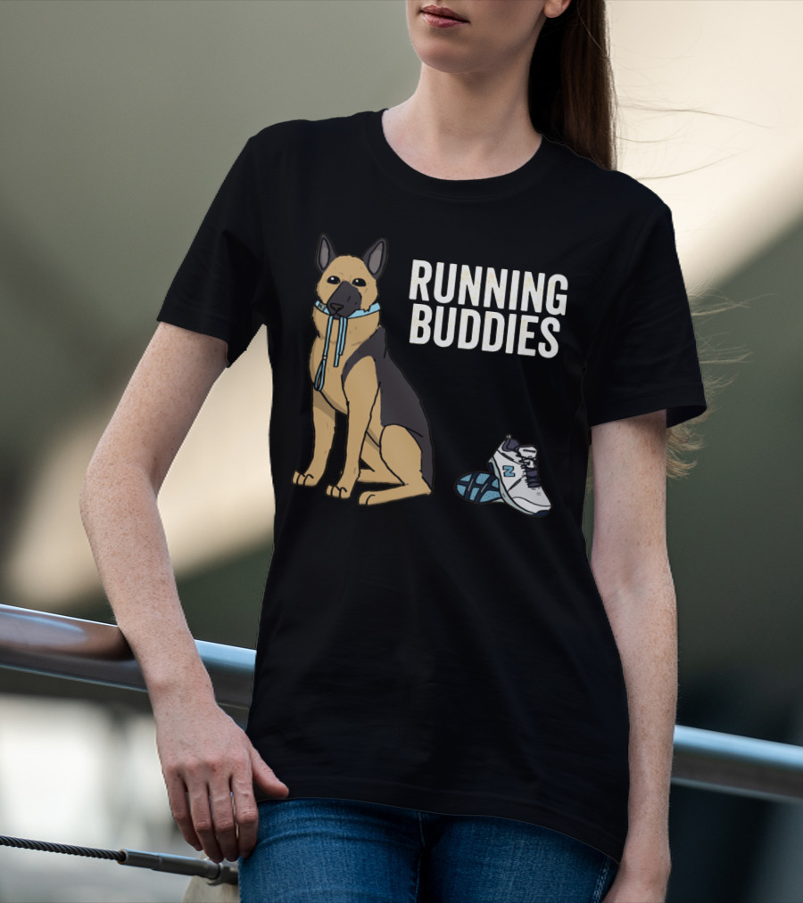 German Shepherd Running Buddies With Shoes And Collar T-Shirt