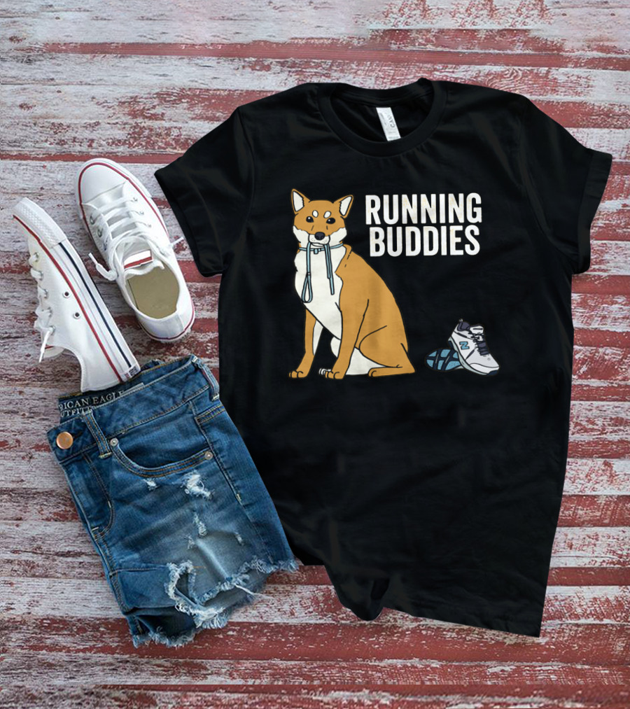 Shiba Inu Running Buddies With Sneakers T-Shirt