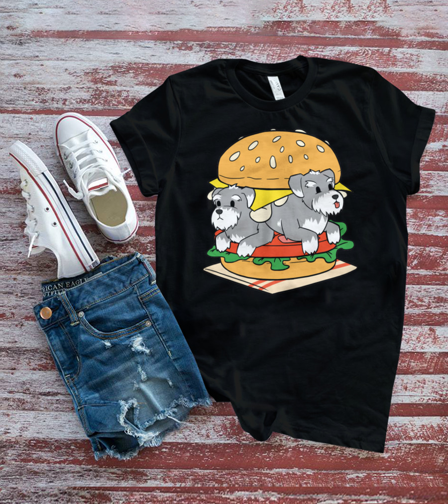 Schnauzer Double Hamburger With Cheese, Lettuce, And Tomato T-Shirt