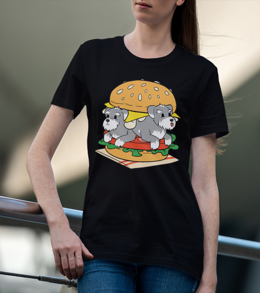Schnauzer Double Hamburger With Cheese, Lettuce, And Tomato T-Shirt