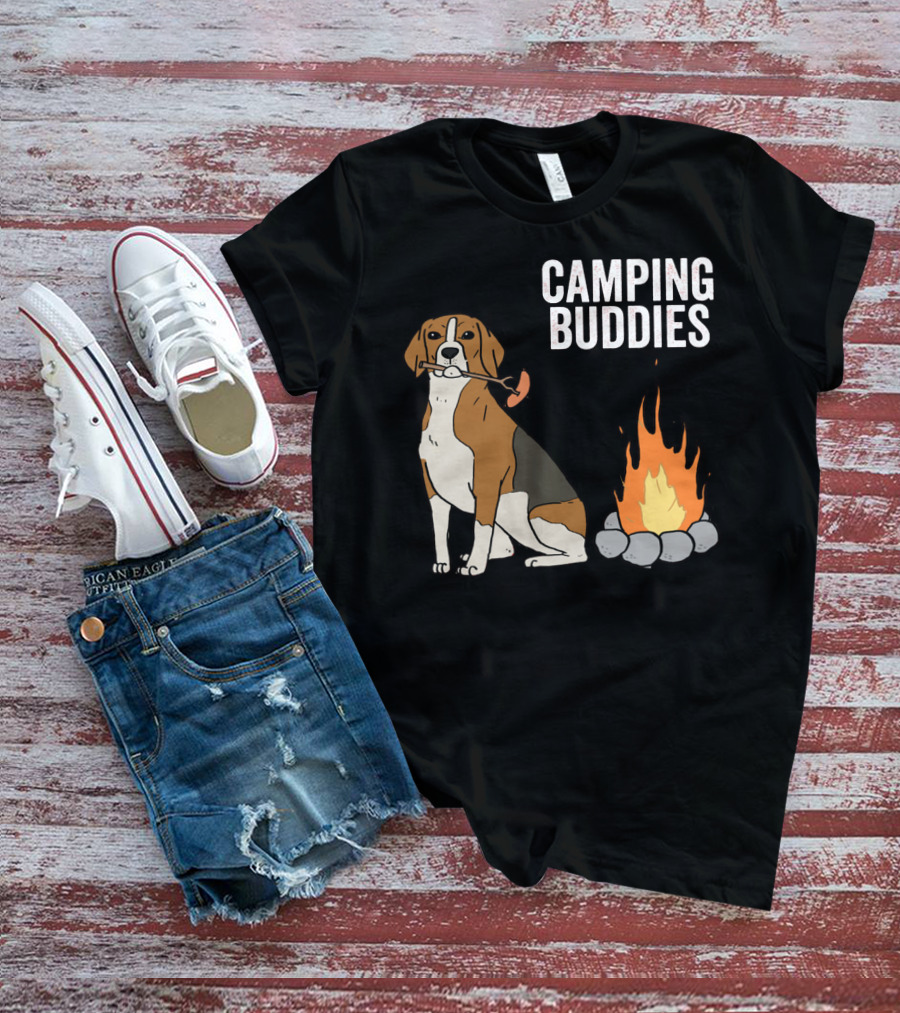 CAMPGROUND ADVENTURE WITH BEAGLE AND CAMPFIRE BUDDIES T-Shirt