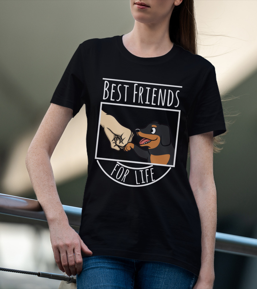 Best Friends For Life Dachshund Fist Bump Fun T-Shirt