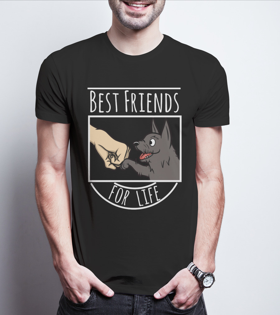 Best Friends For Life Scottie Hand And Paw Fist Bump T-Shirt