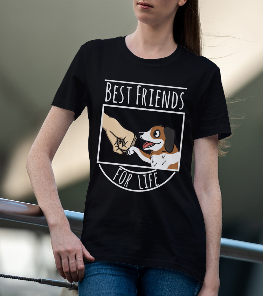 Best Friends For Life St Bernard Dog And Human Fist Bump T-Shirt