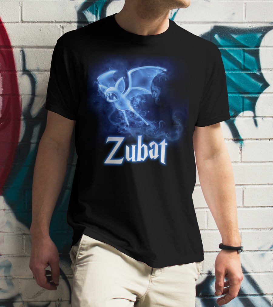 Zubat Pokemon Patronus Glowing Blue Mystical Bat T-Shirt