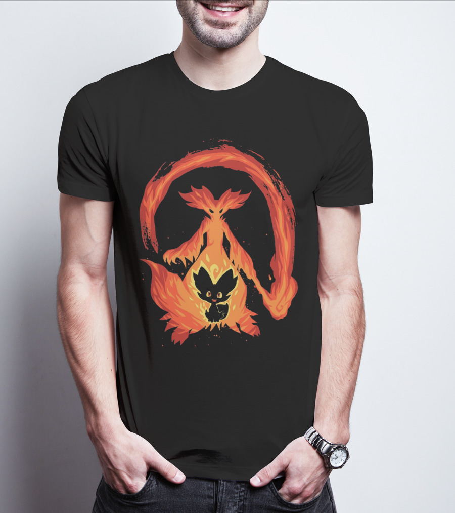 EVOLUTION POKEMON FIRE TYPE DELPHOX FLAME SPIRITUAL TRANSFORMATION T-Shirt