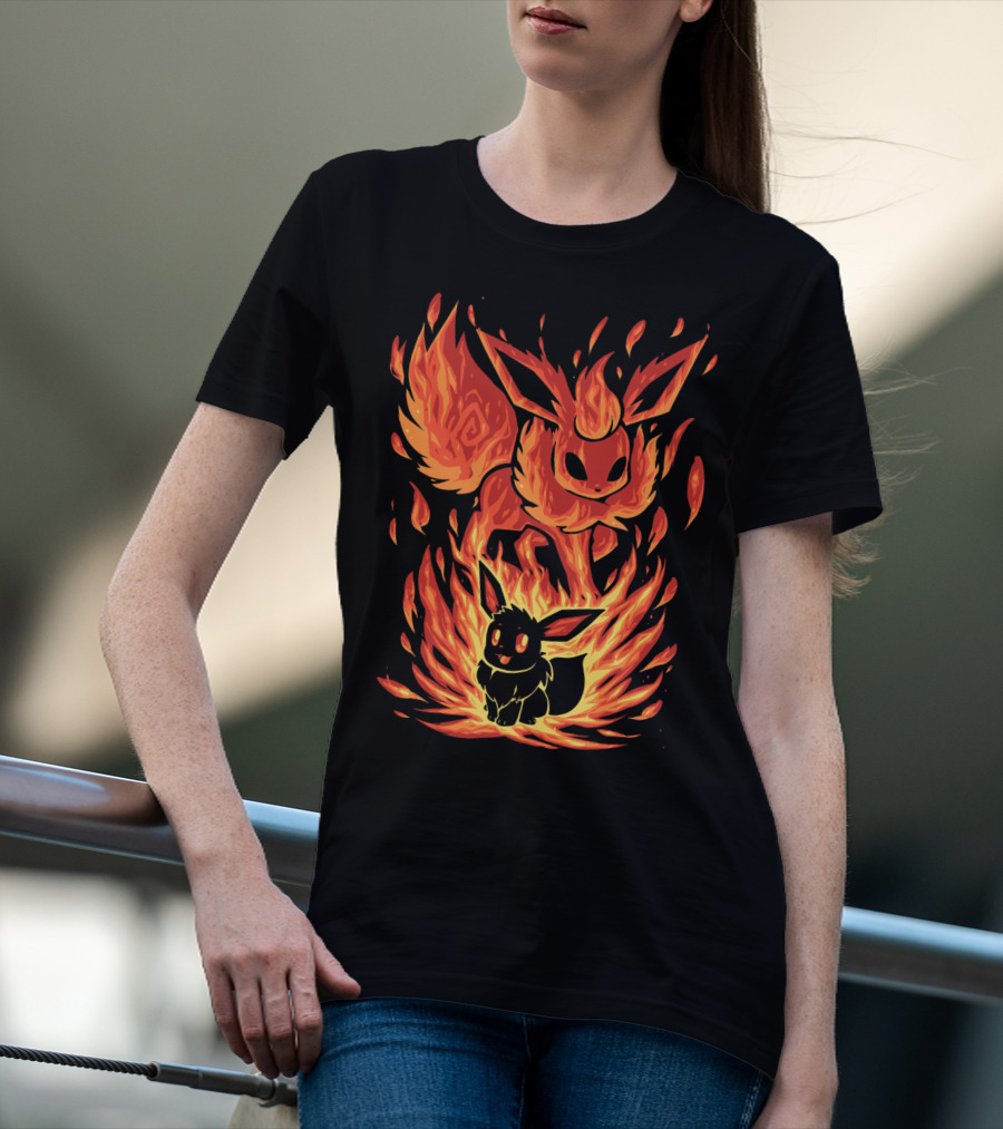 Eevee To Flareon Evolution Fire Transformation Pokemon T-Shirt