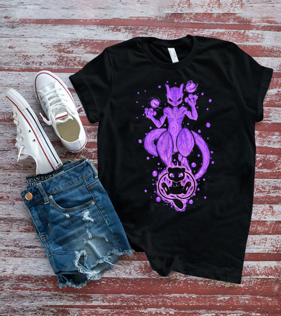 EVOLUTION POKEMON MEWTWO MEW KANTO LEGENDS T-Shirt
