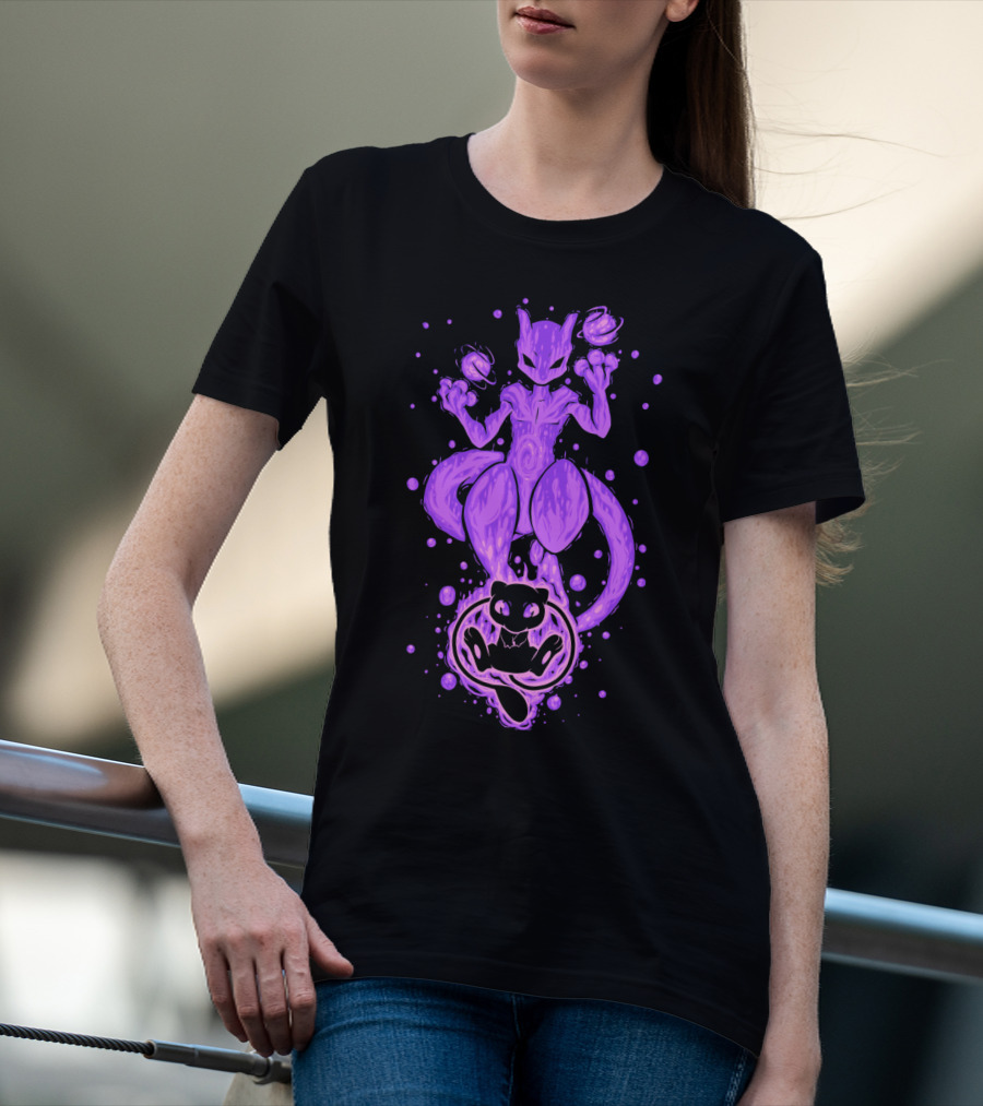 EVOLUTION POKEMON MEWTWO MEW KANTO LEGENDS T-Shirt