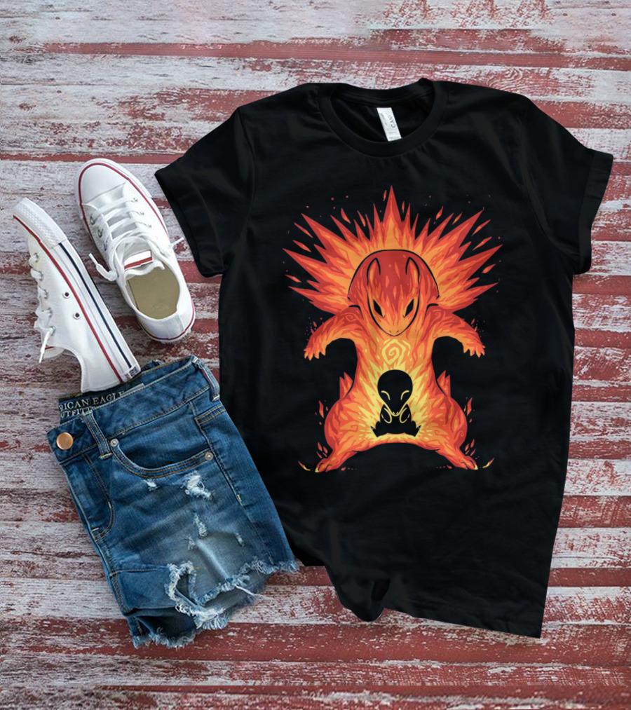 EVOLUTION POKEMON CYNDAQUIL QUILAVA TYPHLOSION FLAME POWER T-Shirt