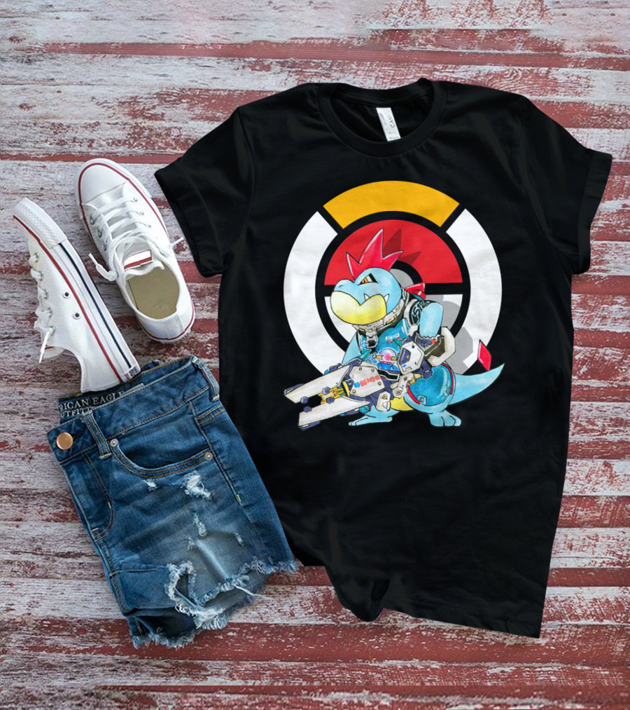 POKEMON CROCONAW ZARYA Crossover With Pokeball Background T-Shirt