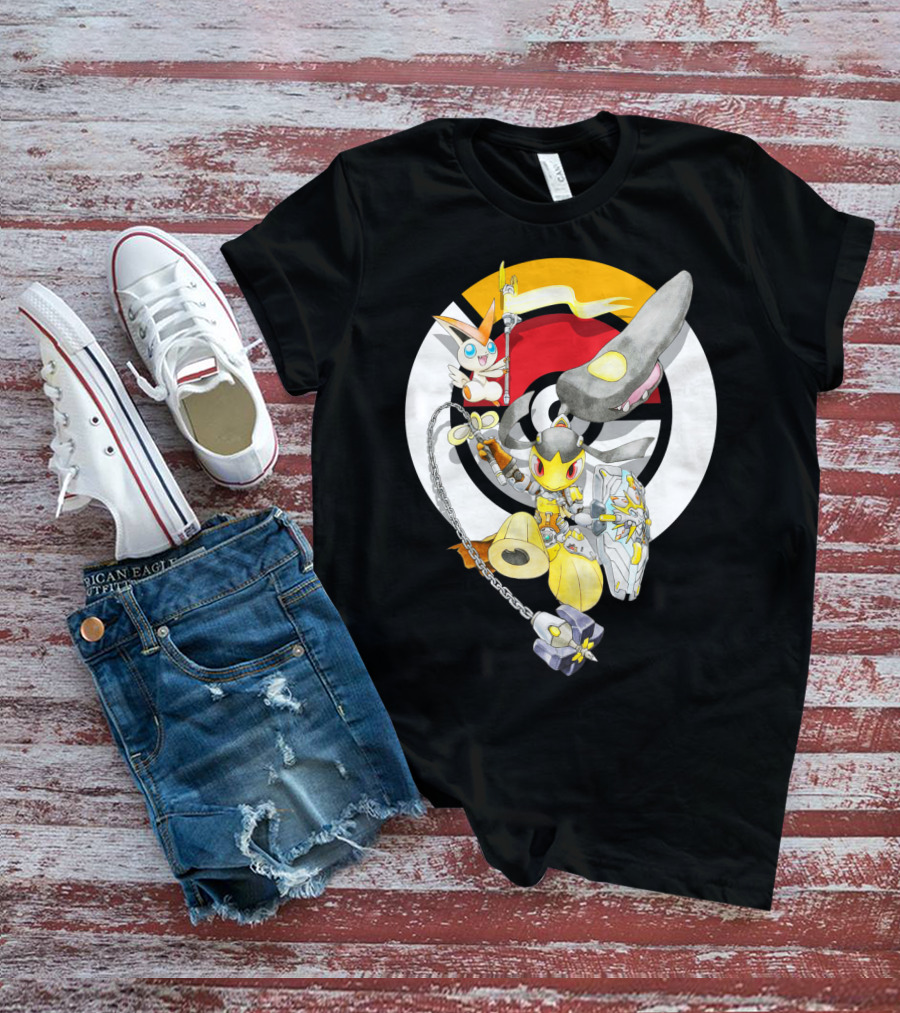 POKEMON MAWILE VICTINI FUSION X BRIGITTE CROSSOVER BATTLE POSE T-Shirt