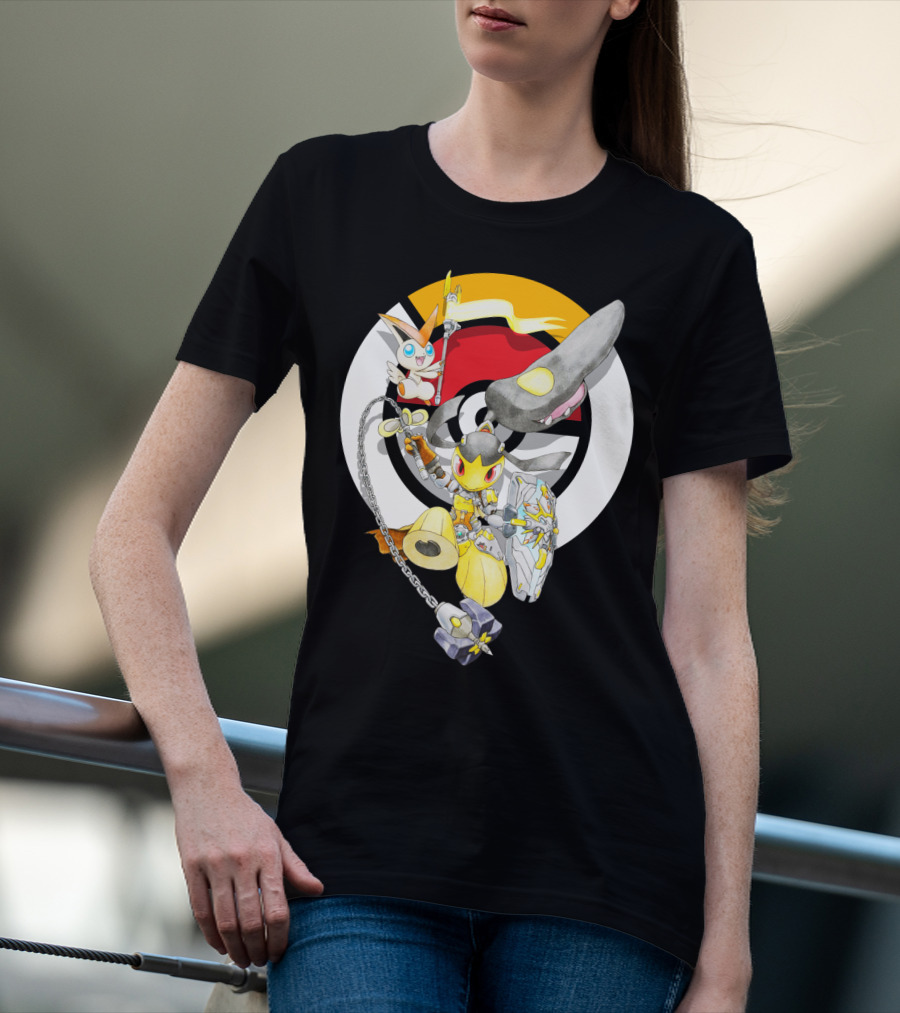 POKEMON MAWILE VICTINI FUSION X BRIGITTE CROSSOVER BATTLE POSE T-Shirt