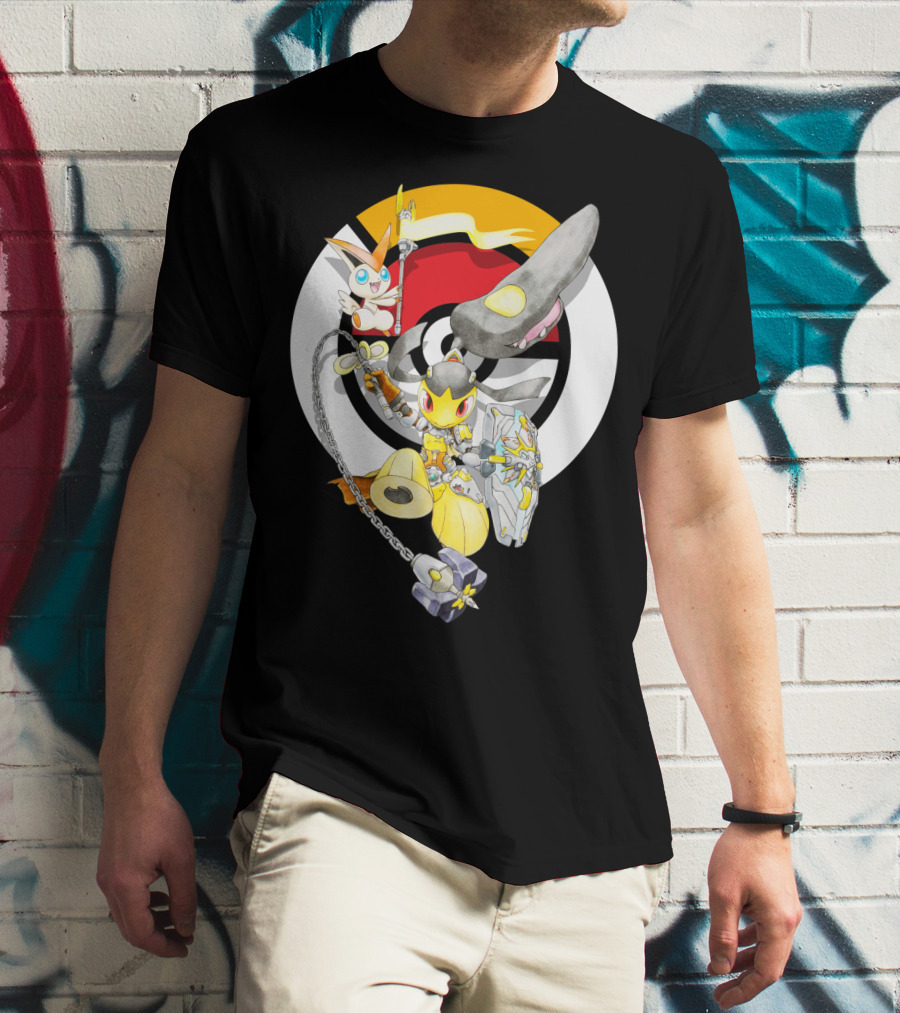 POKEMON MAWILE VICTINI FUSION X BRIGITTE CROSSOVER BATTLE POSE T-Shirt