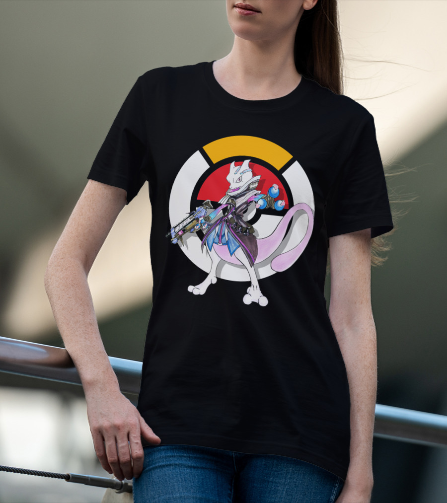 POKEMON X OVERWATCH MEWTWO X SOMBRA ICON MASHUP T-Shirt