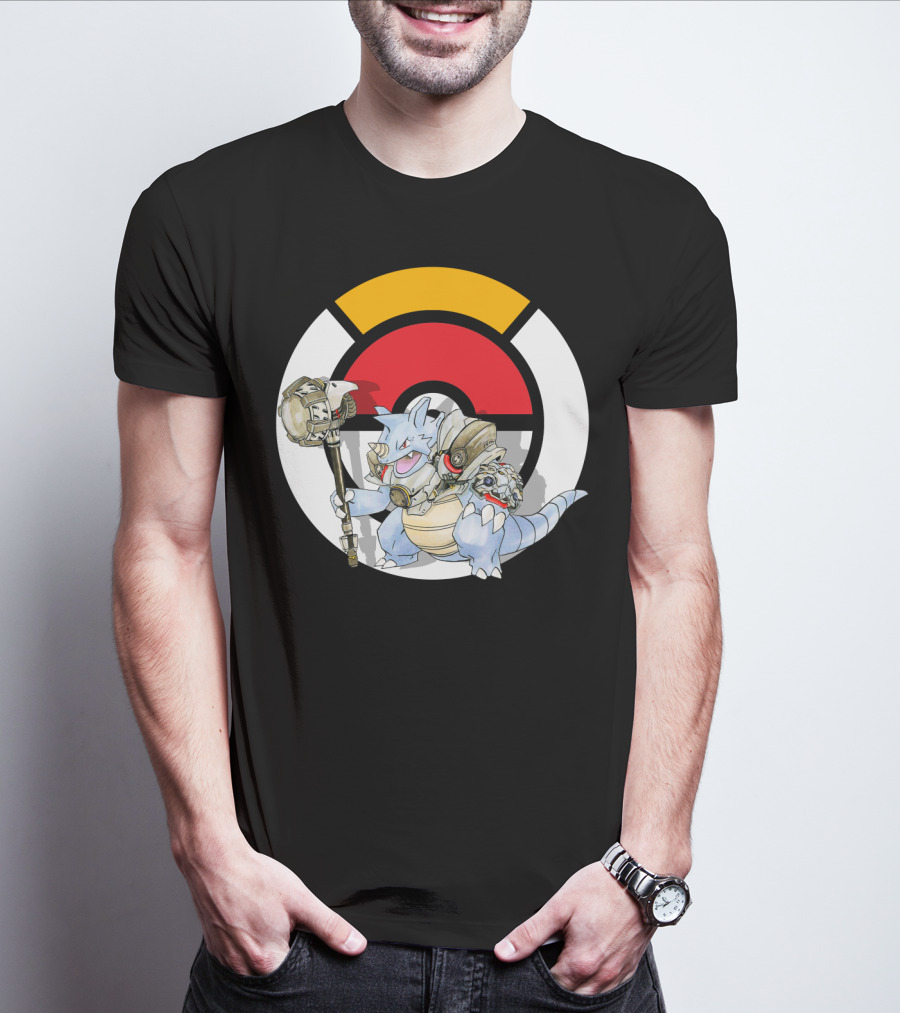 POKEMON X OVER RHYDON X REINHARDT Crossover Fusion With Iconic Elements T-Shirt