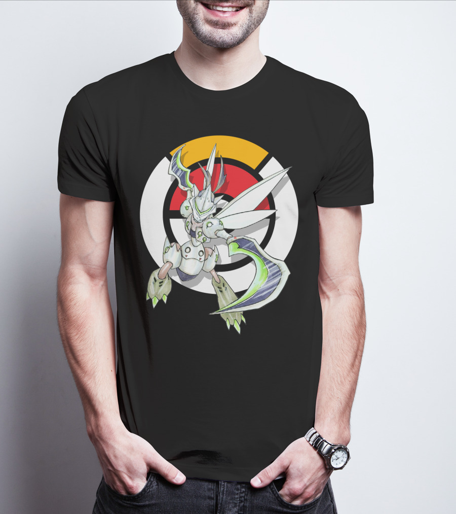 POKEMON X OVER SCYTHER X GENJI Logo Collaboration With Iconic Fusion Character T-Shirt