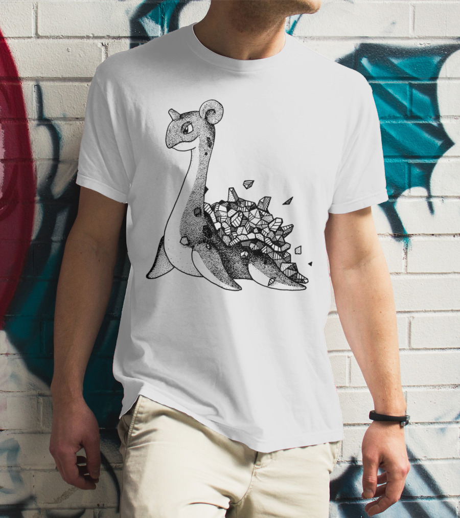 Geometric Style Lapras Pokemon Sketch T-Shirt