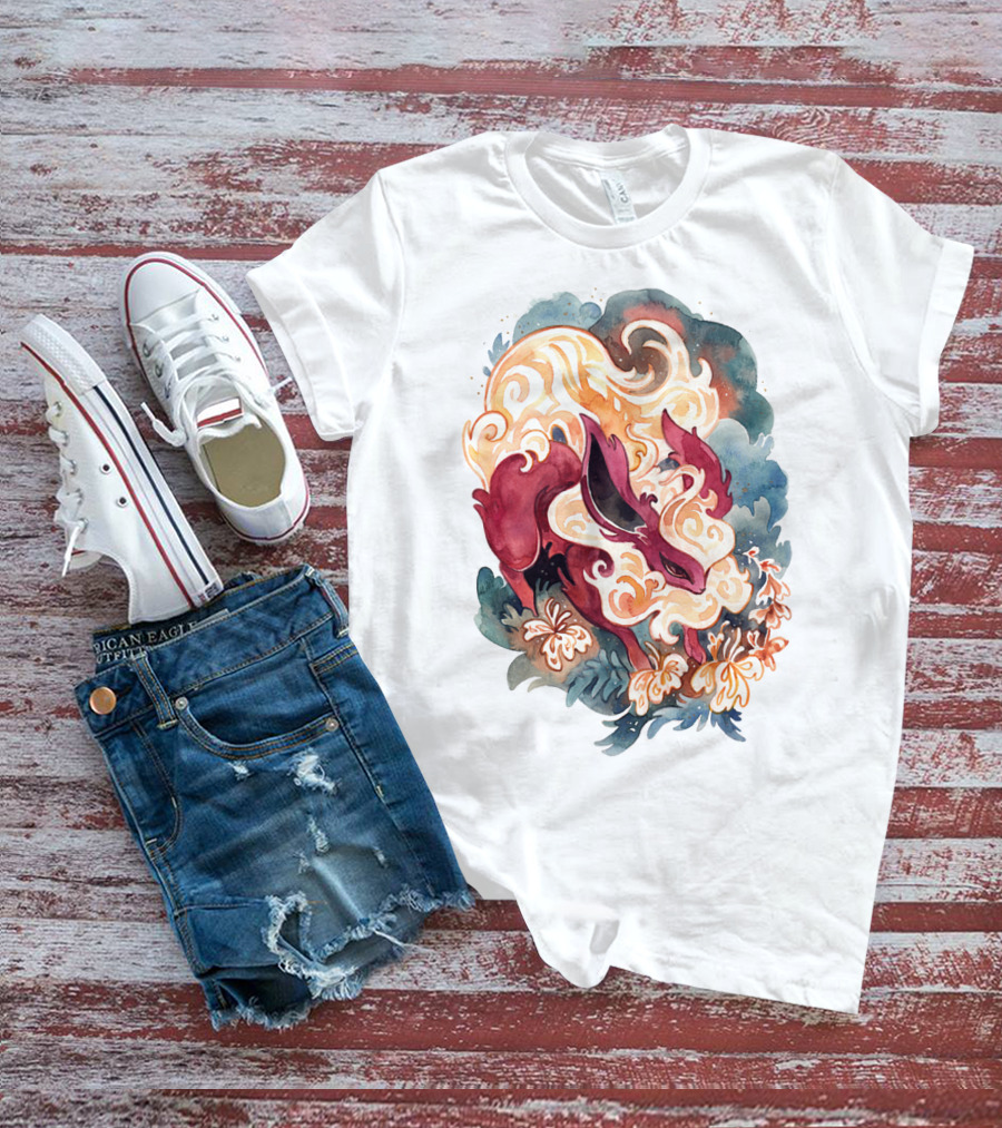 WATERCOLOR POKEMON FLAREON SMOKE AND FLAMES T-Shirt