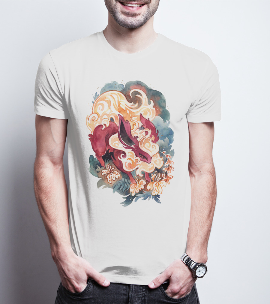 WATERCOLOR POKEMON FLAREON SMOKE AND FLAMES T-Shirt