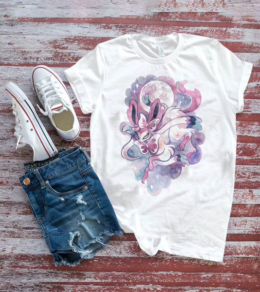 WATERCOLOR POKEMON SYLVEON LUNAR MOONLIGHT PASTEL FANTASY T-Shirt