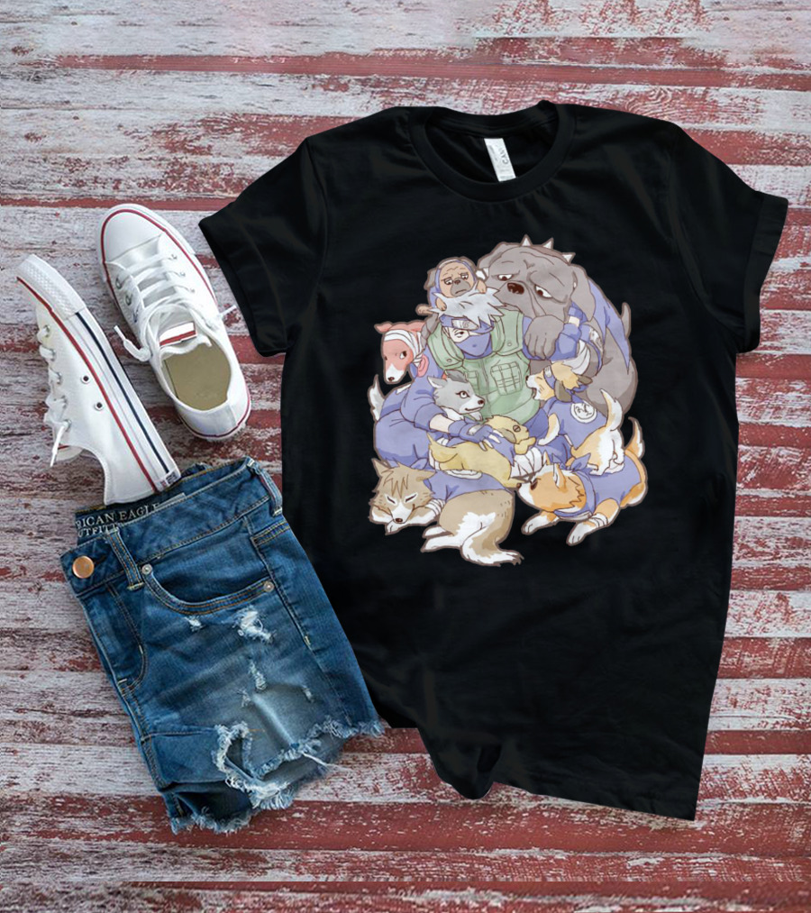 Kakashi Hatake Surrounded By Pack Of Ninken Dogs T-Shirt