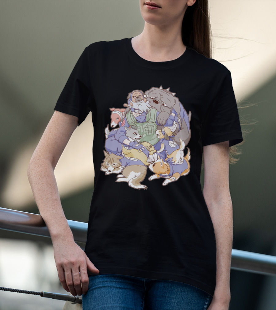 Kakashi Hatake Surrounded By Pack Of Ninken Dogs T-Shirt