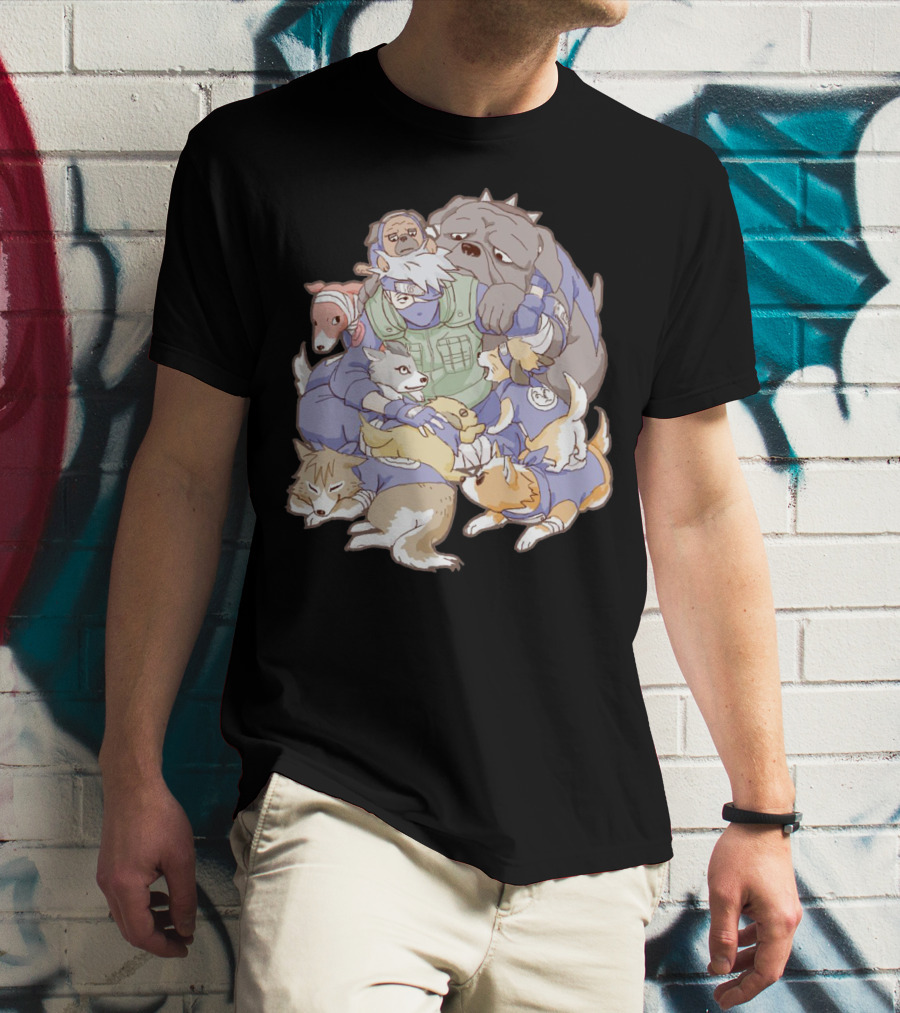 Kakashi Hatake Surrounded By Pack Of Ninken Dogs T-Shirt