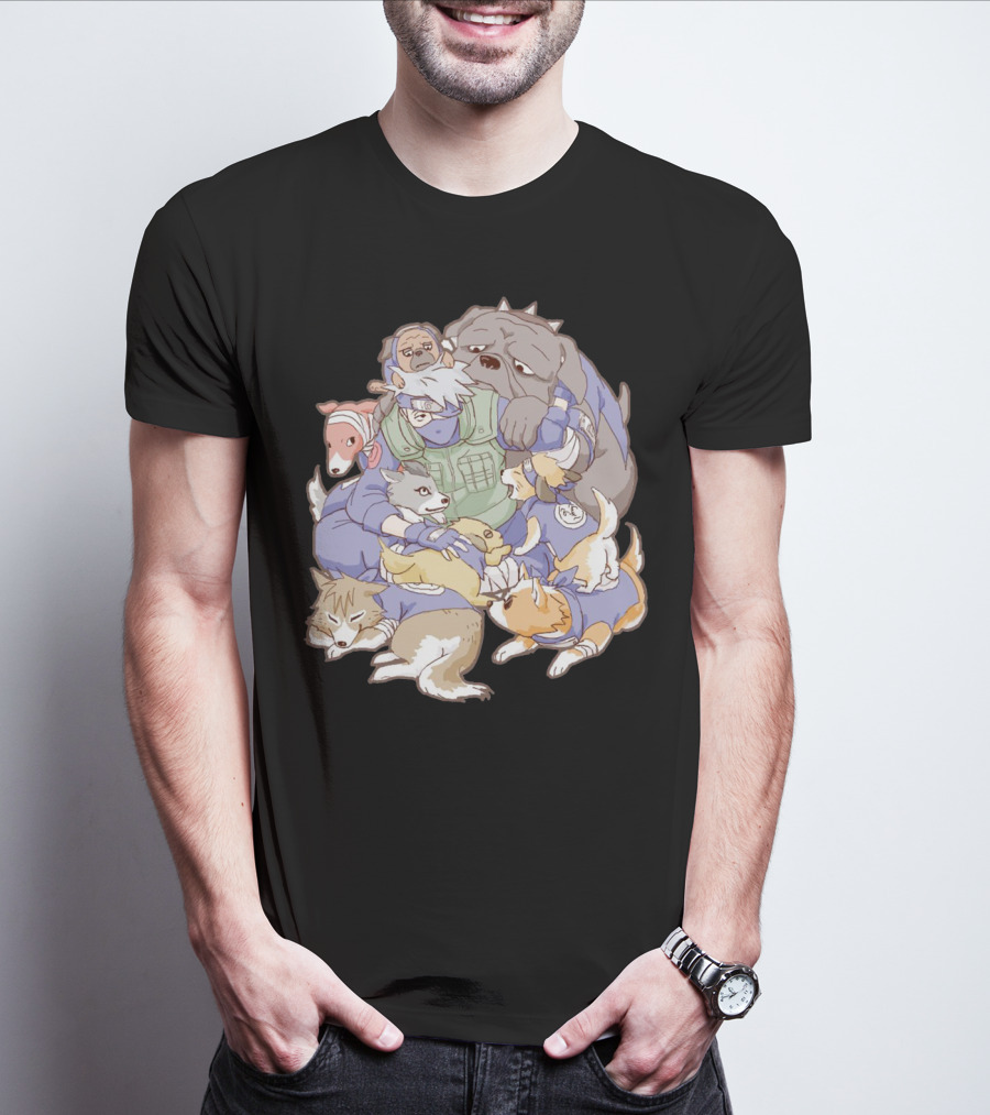 Kakashi Hatake Surrounded By Pack Of Ninken Dogs T-Shirt
