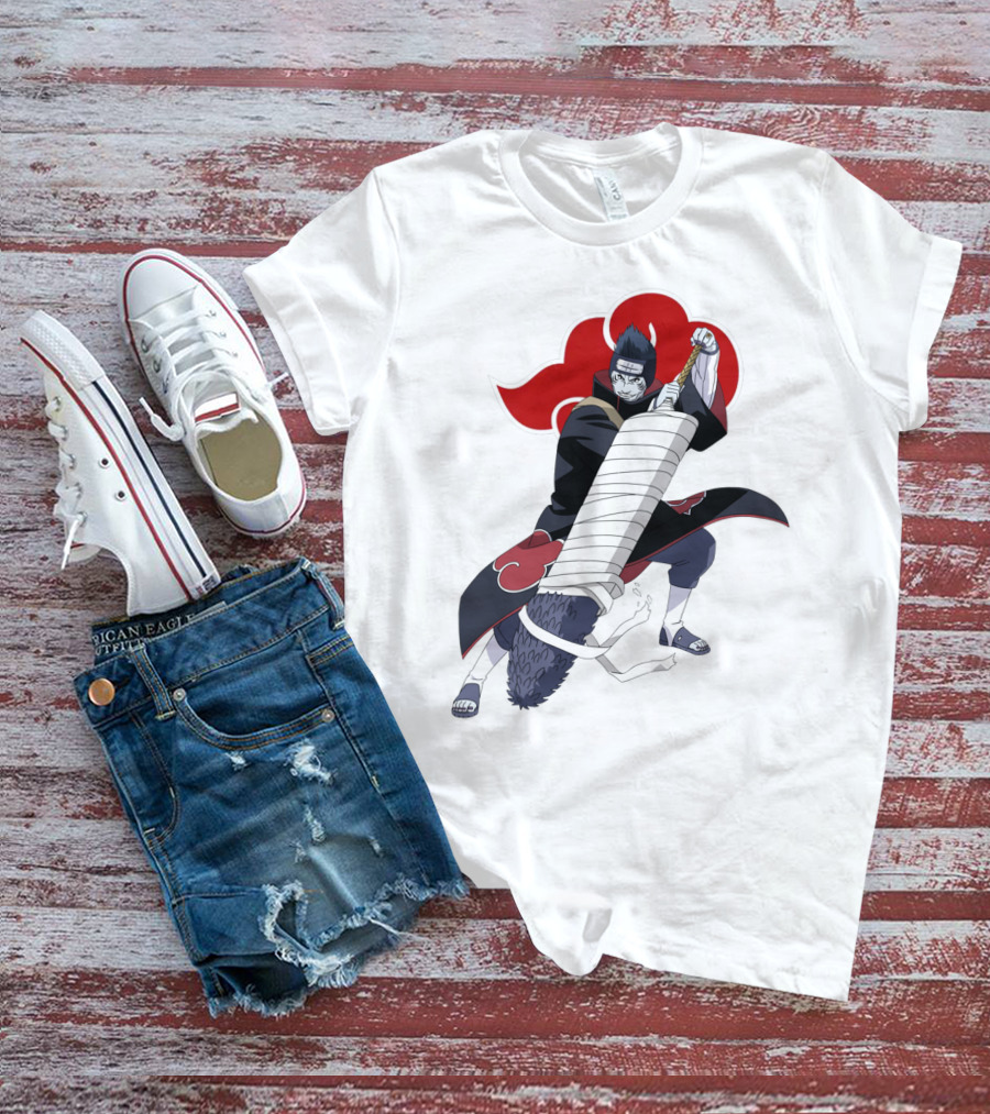 Kisame Hoshigaki Akatsuki Member Wielding Samehada With Red Cloud T-Shirt