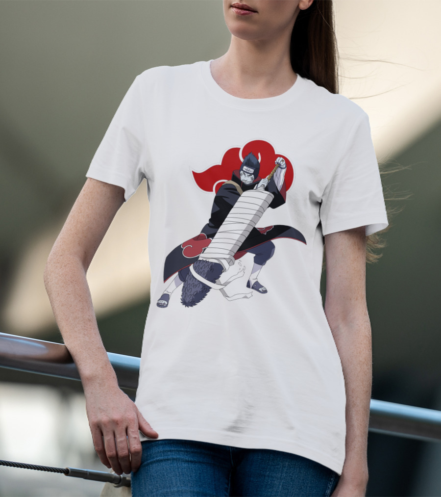 Kisame Hoshigaki Akatsuki Member Wielding Samehada With Red Cloud T-Shirt