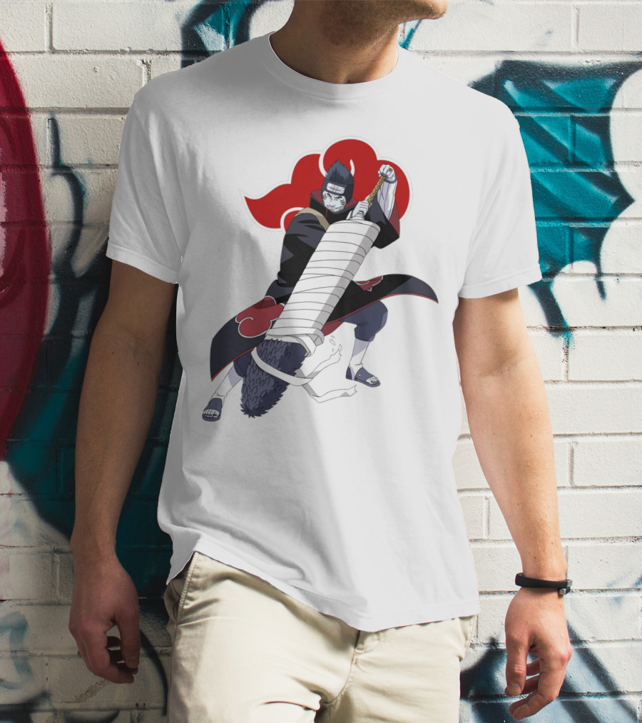Kisame Hoshigaki Akatsuki Member Wielding Samehada With Red Cloud T-Shirt