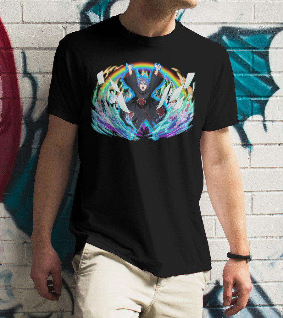 Konan Akatsuki Paper Jutsu Rainbow Energy Burst T-Shirt
