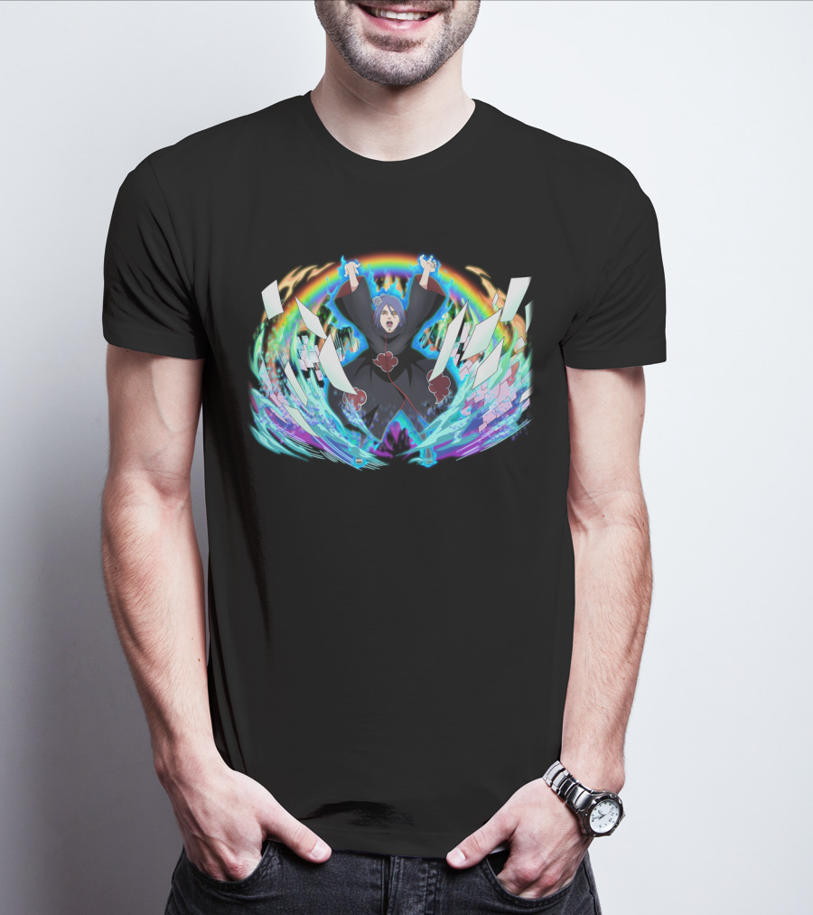 Konan Akatsuki Paper Jutsu Rainbow Energy Burst T-Shirt