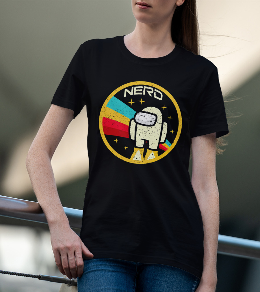 Nerd Among Us Impostors Retro Astronaut Stars T-Shirt