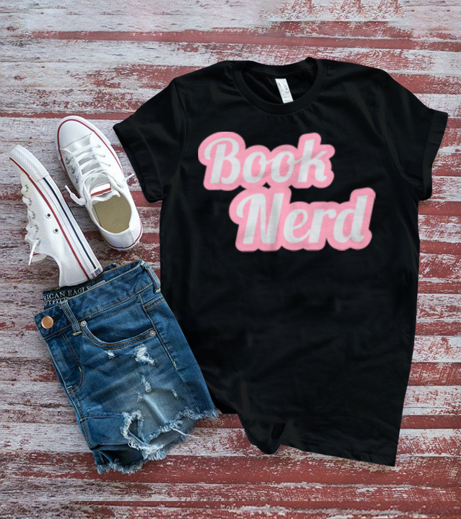 Book Nerd Back To School Style Pink Bubble Letters T-Shirt