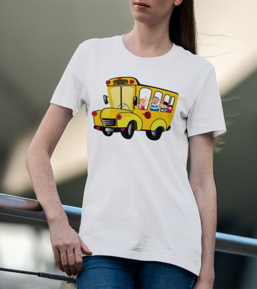 Cheerful School Bus Ride Back To School With Kids T-Shirt
