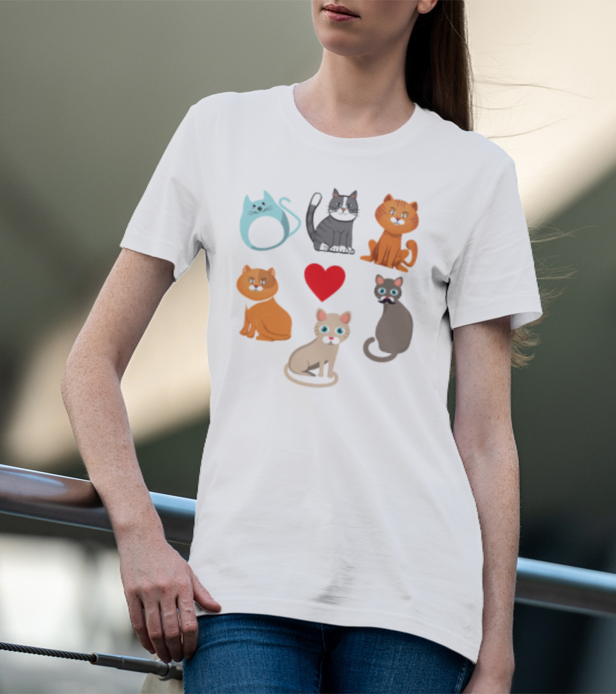 Nice Kitty Love Adorable Cats And Heart T-Shirt