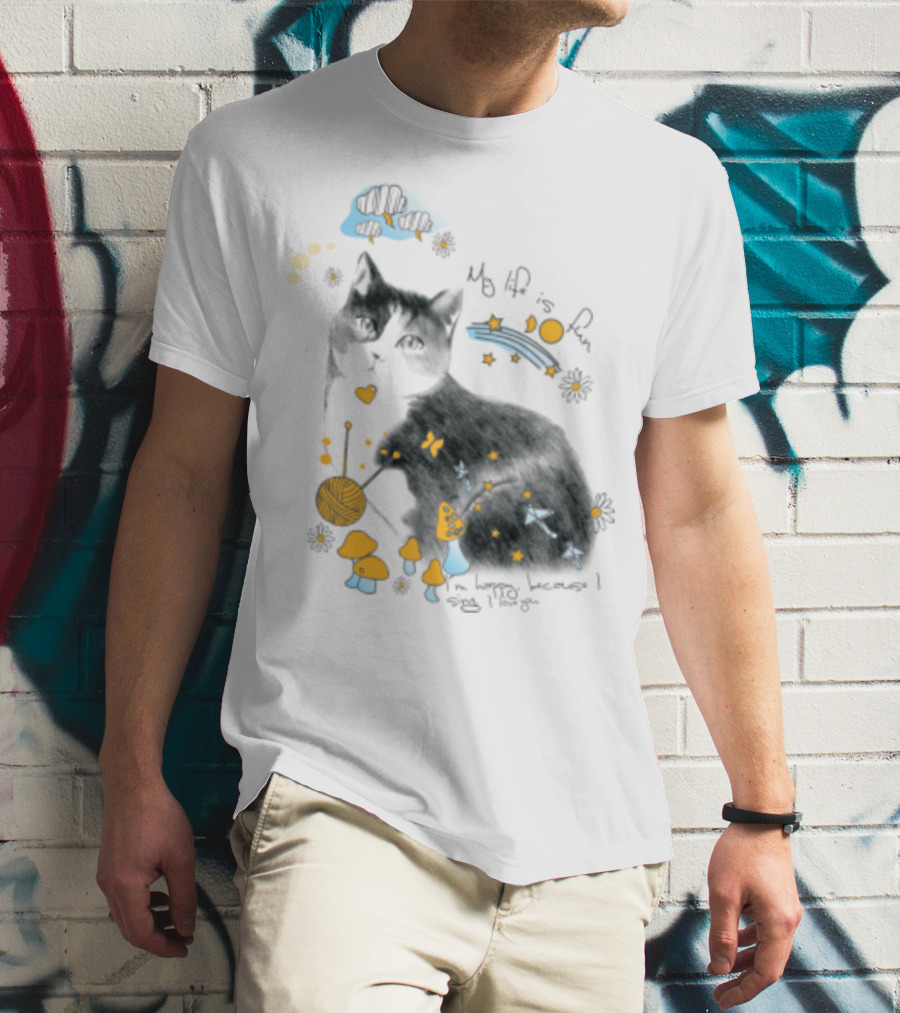 My Life Is Fun I'm Happy Because I Smile Kitty T-Shirt