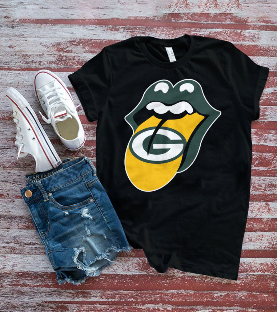 Green Bay Packers Rolling Stones Tongue Logo Rt Edition T-Shirt
