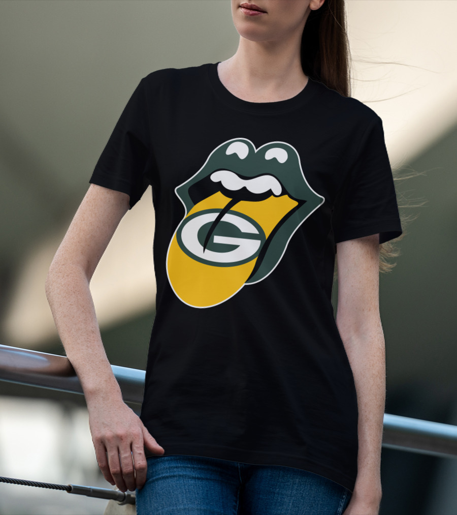 Green Bay Packers Rolling Stones Tongue Logo Rt Edition T-Shirt