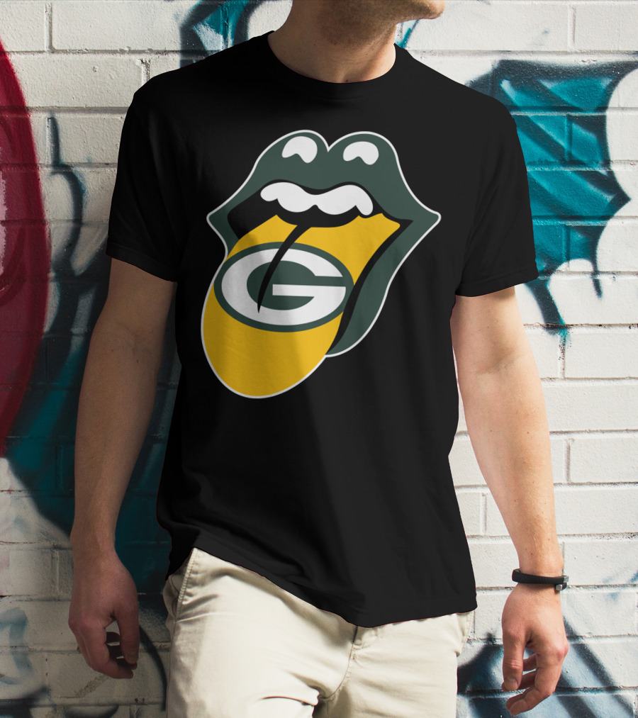 Green Bay Packers Rolling Stones Tongue Logo Rt Edition T-Shirt