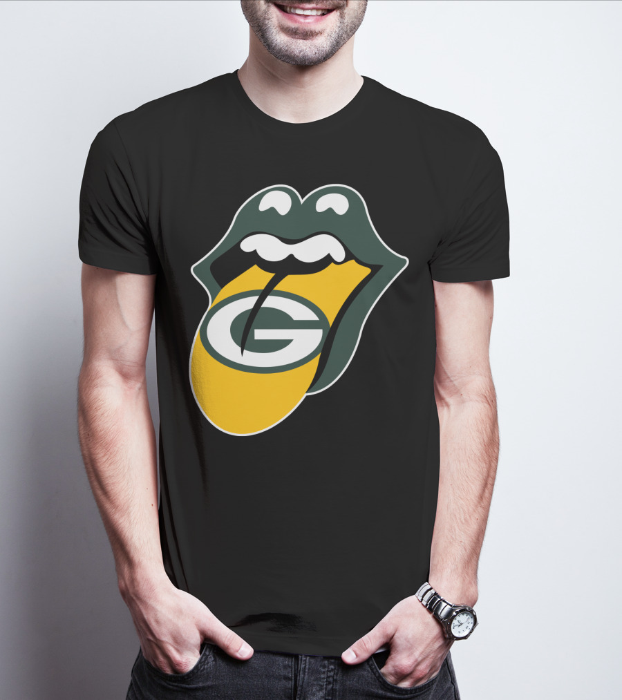 Green Bay Packers Rolling Stones Tongue Logo Rt Edition T-Shirt
