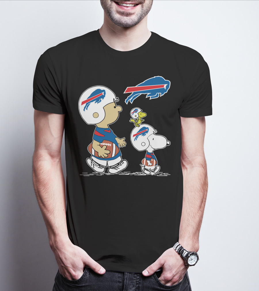 Buffalo Bills Christmas Peanuts Characters Football Helmets T-Shirt