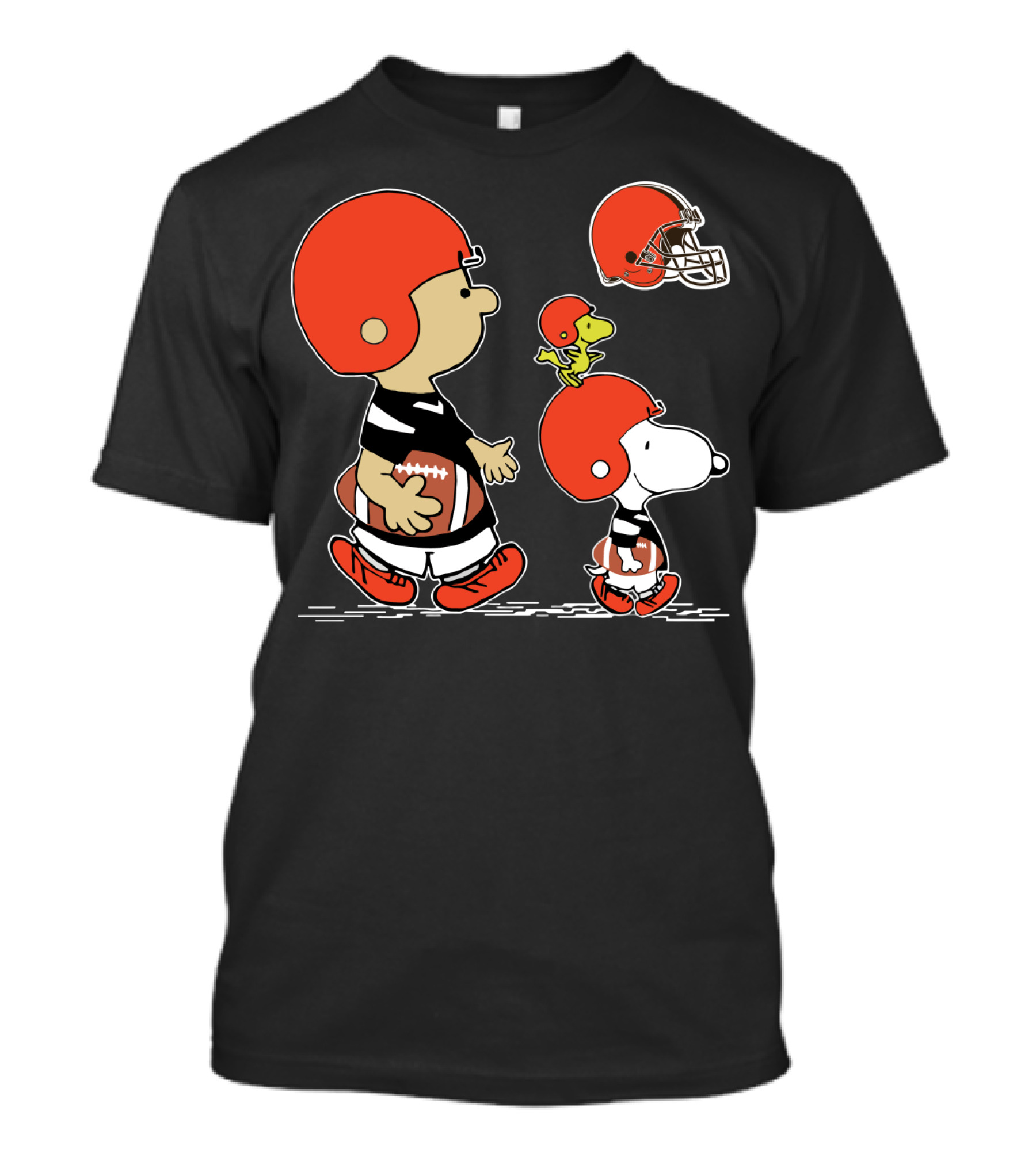 Christmas Peanuts Cute Football Snoopy Charlie Brown Cleveland Browns T-Shirt