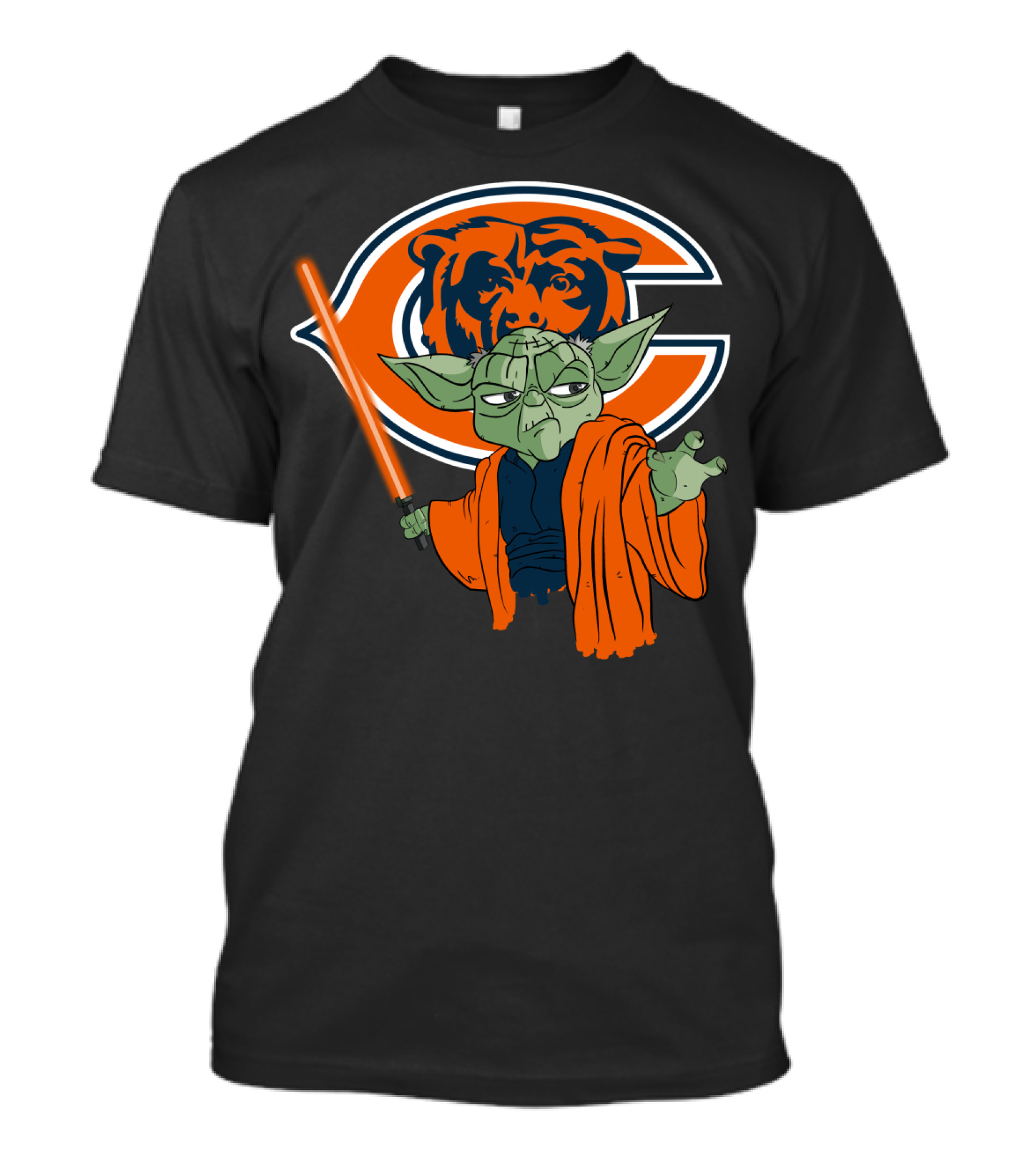 Chicago Bears Yoda Orange Lightsaber T-Shirt
