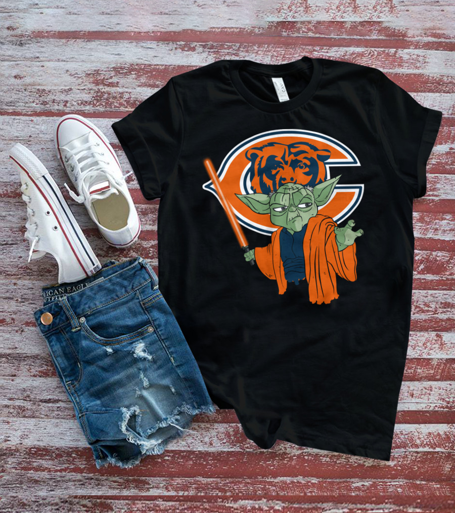 Chicago Bears Yoda Orange Lightsaber T-Shirt
