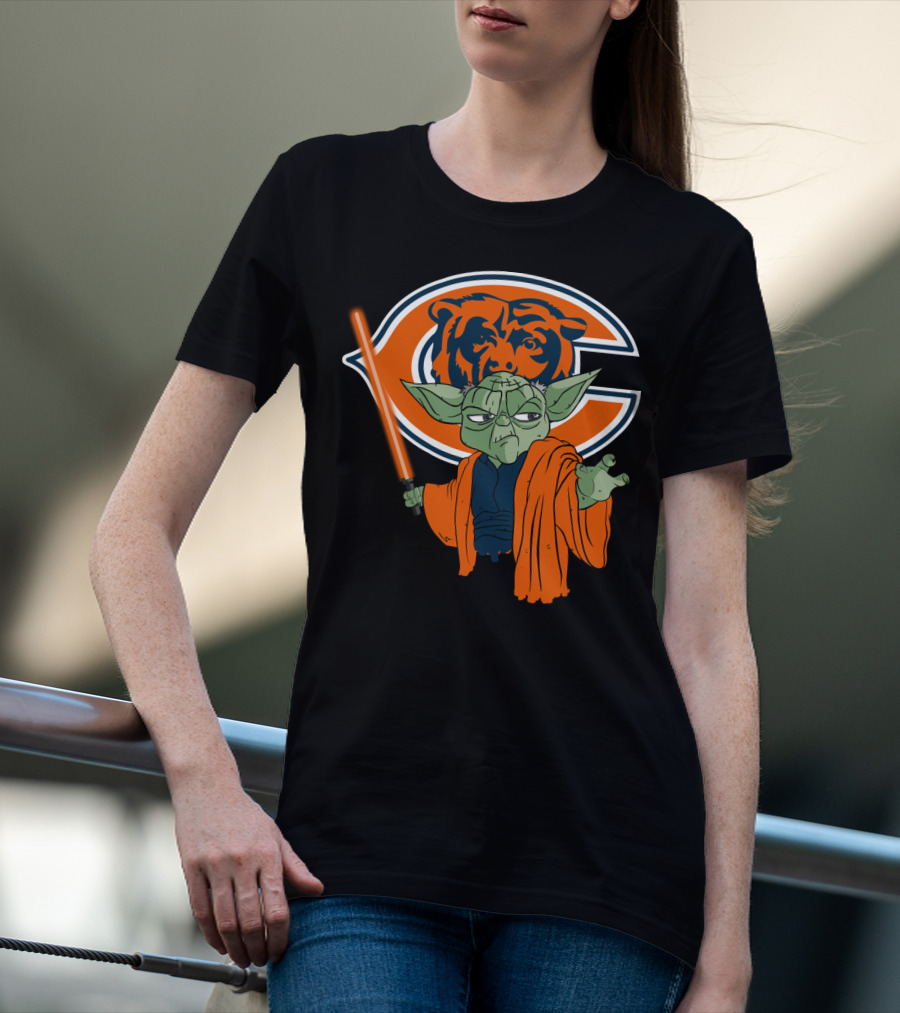 Chicago Bears Yoda Orange Lightsaber T-Shirt